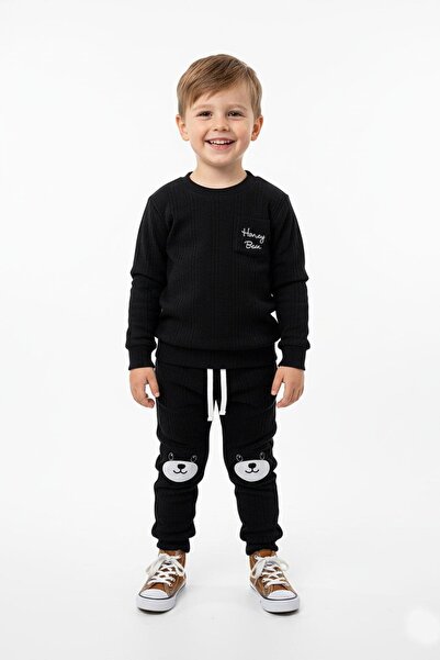 NEWKİDS Teddy Bear Detailed Pocketed Wrinkled Fabric Transitional Boys' Suit