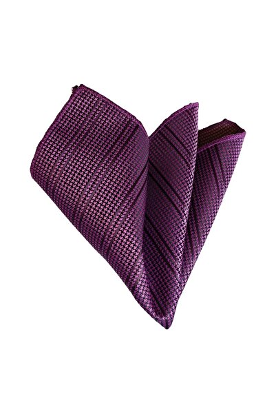 Exve Exclusive Jacquard Woven Pocket Handkerchief with Crow's Feet Pattern on Purple