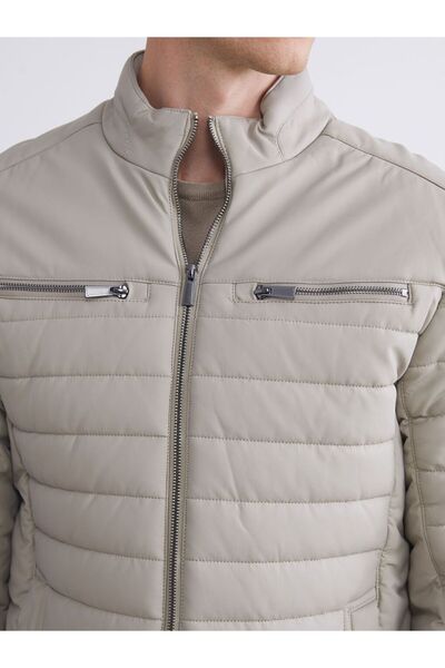 LC Waikiki Ανδρικό δερμάτινο παλτό LCW Vision Slim Fit Stand-up Collar