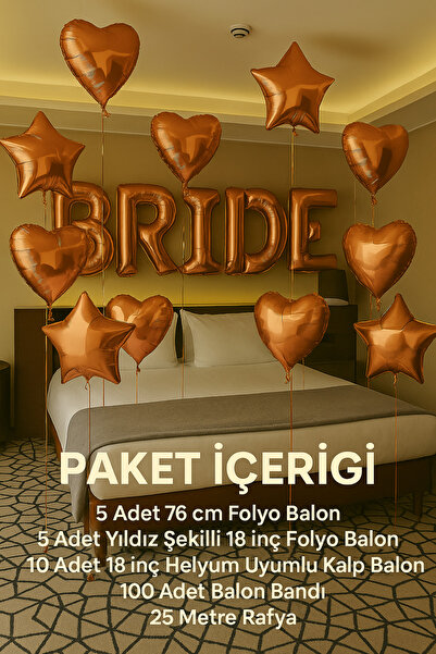 düskapanıparti Bekarlığa Veda Bride Balon Süsleme Seti – Rose Gold Folyo & He...