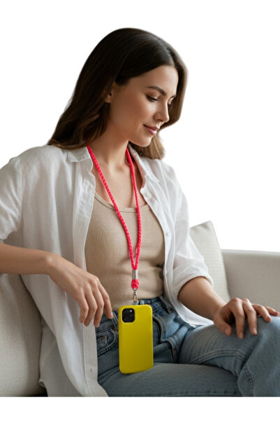 My Strape Pink Neon Knitted Phone Neck Strap Compatible with All Cases