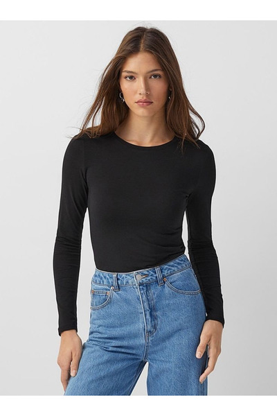 TUA MODA Tua Moda Women's Long Sleeve Crew Neck Single Jersey Blouse