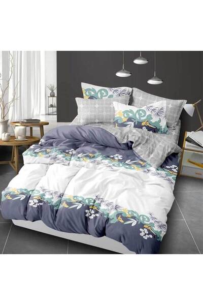 Patul Lenjerie de Pat, Bumbac Satinat, Pucioasa, 2 Persoane, Pat Dublu, 4 Piese