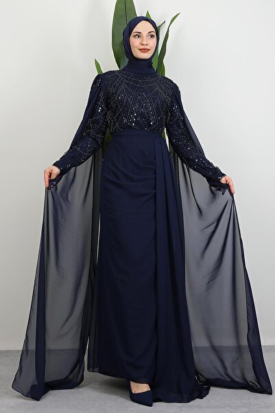 GİYZAMİLA Serena Modest Dress Navy Blue