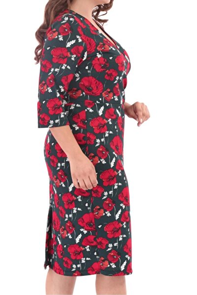 Roxxlen Φόρεμα με λουλουδάτο σχέδιο με λαιμόκοψη σε σχήμα V