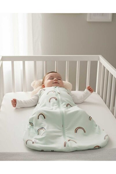 PAMUK HANIM Outlet Winter 3 Tog Bag Baby Girl - Boy Baby-Child Sleeping Bag Sleeveless Zippered /Mint Rainbow