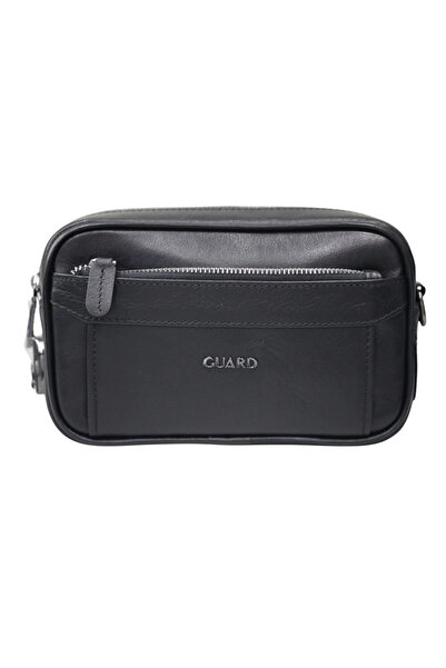 GUARD Kristal Siyah Hakiki Deri Şifreli El Çantası