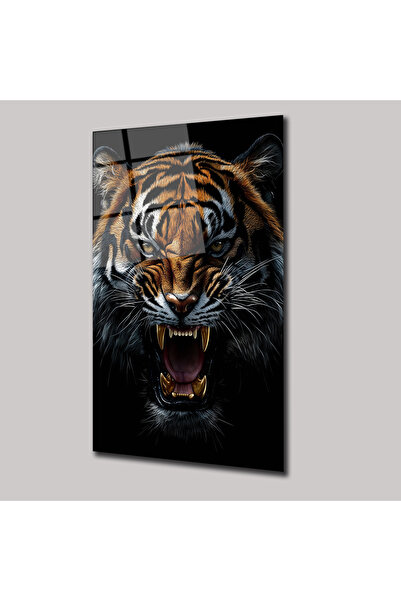 SteelArtDec VAHŞİ KAPLAN - CAM TABLO - DEG0041