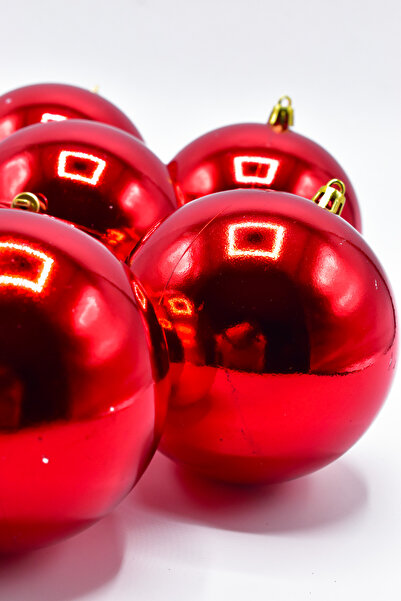 Waldern 6 Pieces 10 cm Shiny Christmas Tree Ornament Cute Ball Red