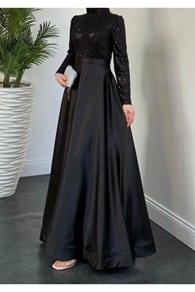 Suedcollection Üstü payet detaylı abiye