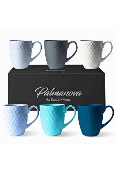 MIAMIO Set de 6 cești de ceai, colecția Palmanova, ceramică, Ocean multicolor...