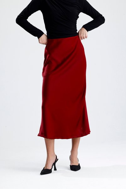 de zuzuu fashion Midi Length Stylish Satin Skirt