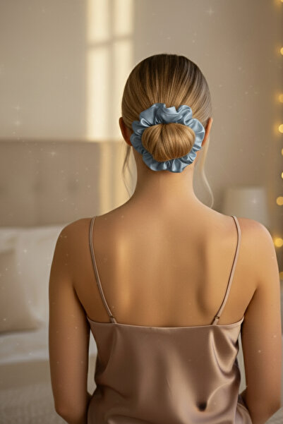 Salvia Dione Women's Satin Hair Scrunchie - Luxurious Silk-Look Tie Scrunchie for Bun and Nighttime Use, No Hair Breakage