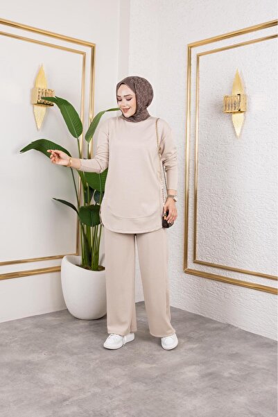 MODAMÜNASİP Άνετο και κομψό σετ δύο τεμαχίων με υπέροχο βαμβακερό παντελόνι βισκόζης