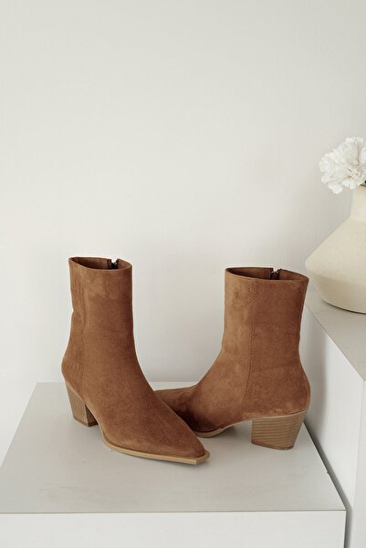 Meral Özgenç Kalın Topuk Süet Bot