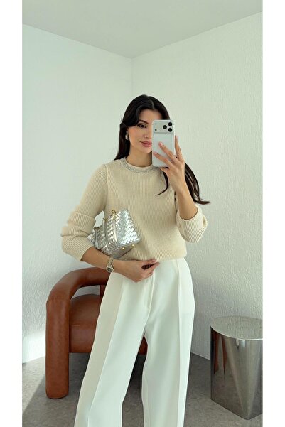 HAZELANNA Jewelled Collar Sweater