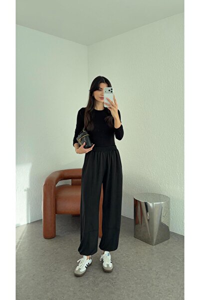 HAZELANNA Φαρδιά μαύρα αθλητικά παντελόνια