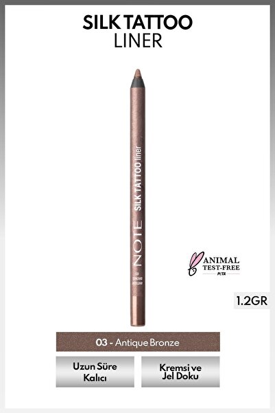 NOTE Silk Tattoo Liner Suya Dayanıklı İpeksi Jel Göz Kalemi - 03 Antique Bronze - Bronz (Işıltılı)