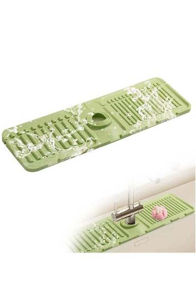 Generic Silicone Faucet Draining Mat for Kitchen Sink, Kitchen Sink Splash Guard Draining Mat Dish Soap Spo