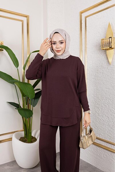 MODAMÜNASİP Άνετο και κομψό σετ δύο τεμαχίων με υπέροχο βαμβακερό παντελόνι βισκόζης