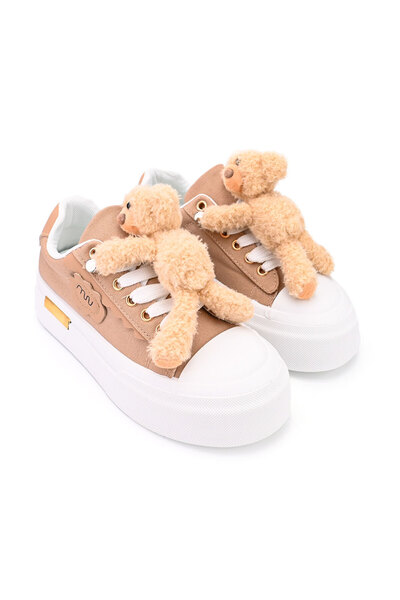 Tmall Women's sports shoes, removable teddy bear accessory, TM1D1425, Khaki