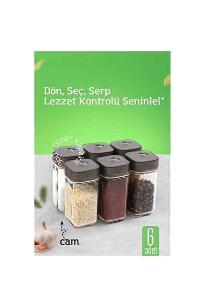 shopwave Glass Salt Shaker Spice Container – 360 °   With Swivel Lid |   Adjustable Flow with 3 Hole Type 6 Pcs