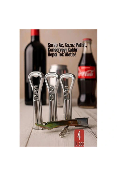 shopwave Set of 4 Bartender Type Bottle Openers and Corkscrew Can Openers Durable and Practical