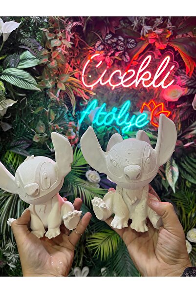 adanaçiçekliatölye STİTCH VE ANGEL BOYAMA SETİ 16 CM 2 ADET HEYKEL BOYA VE FI...