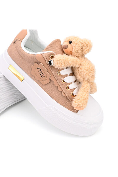Tmall Women's sports shoes, removable teddy bear accessory, TM1D1425, Khaki