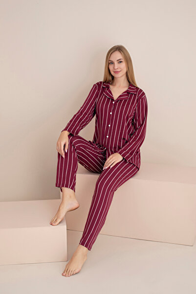 rindahomewear Women's Printed Milan Buttoned Long Sleeve Pajama Set