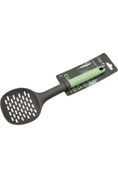 Generic Cuisine Art Pp Handle Nylon Skimmer With Hanging Hole, Pesto Green, 32.8Cm