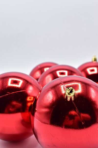 Waldern 6 Pieces 10 cm Shiny Christmas Tree Ornament Cute Ball Red