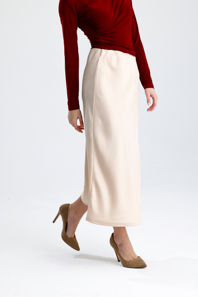 de zuzuu fashion Midi Length Stylish Satin Skirt