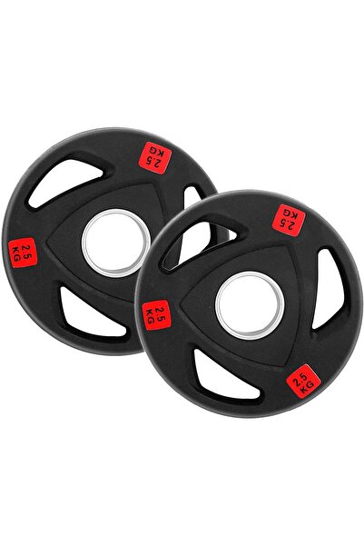 OLYMPIC زوج من ألواح الوزن - مصنوعة من الحديد الزهر المطلي بالمطاط مع قبضة ثل...