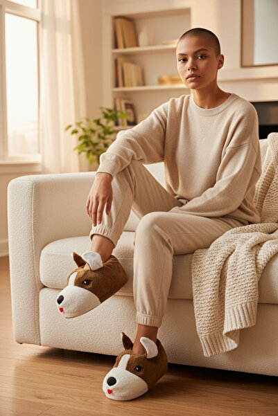 Akınal Bella Konay köpekk hayvan figürlü kışlık ev içi panduf