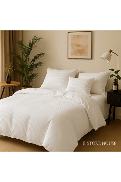 Casa Pucioasa Bed Linen, White Damask Cotton 6 Pieces, Regular Sheet -Casa Pucioasa