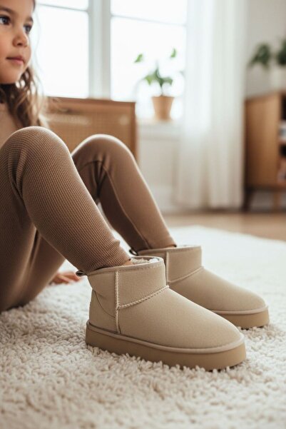 PARLAVERA Unisex Children's Thick Sole Furry Daily Mini Ankle Boots