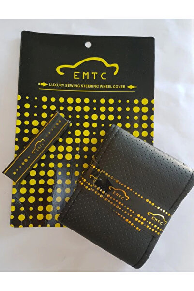 auto Black steering wheel cover with needle and thread imitation leather