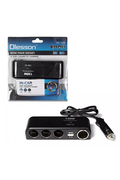PRİZE Olesson 1525 120W car socket 2 x USB 3 + cigarette lighter output port