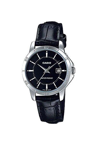 Casio Women's Leather Analog Wrist Watch LTP-V004L-1AUDF - 35 mm - Black