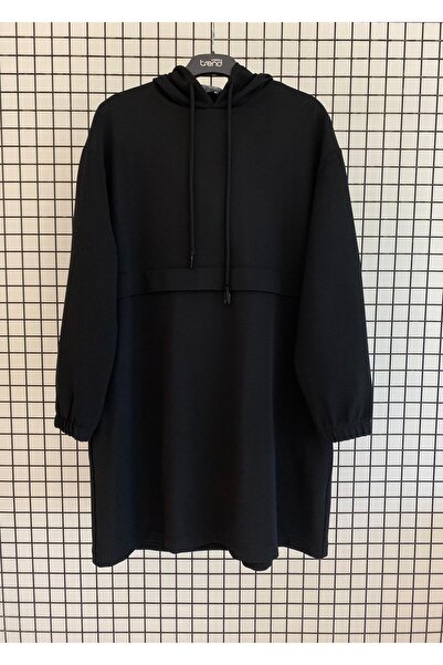 Armine Hooded , Basic Tunic with Elastic Sleeves - Lycra