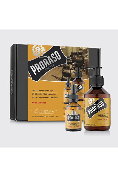 Proraso Σετ περιποίησης γενειάδας Wood & Spice, λάδι γενειάδας + σαμπουάν γενειάδας