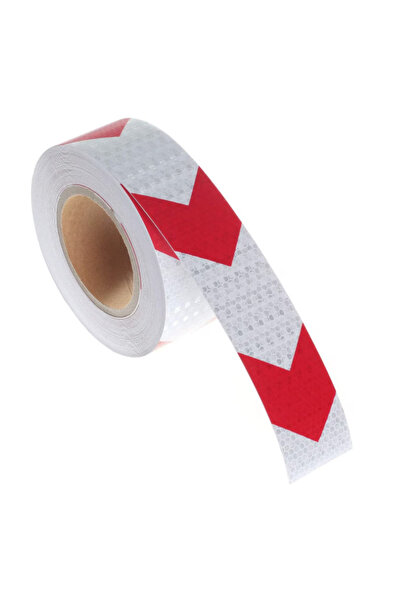 Alex WHITE reflective tape with RED arrow honeycomb type roll 25m x 5 cm