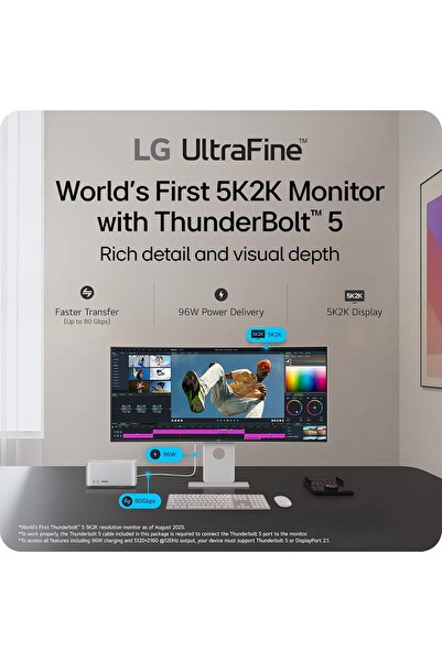 LG 40U990A-W 40-inch UltraFine 5K2K Curved Nano IPS Monitor, Thunderbolt 5, DisplayHDR 600