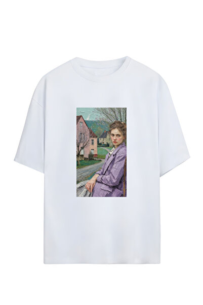 GraffTee تي شيرت قطني فضفاض للنساء والجنسين