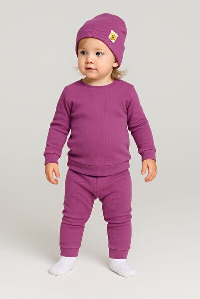 ZUZUNGA Unisex 3-Piece Ribbed Knit Baby Set