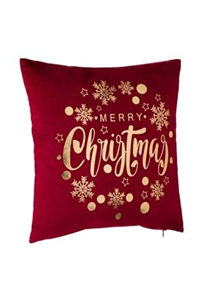 OEM Christmas Decorative Pillow Burgundy Velvet with Gold Foil Merry Christma...