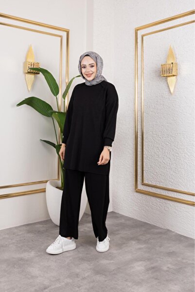 MODAMÜNASİP Comfortable and Stylish Two-Piece Set with Cotton Viscose Pants