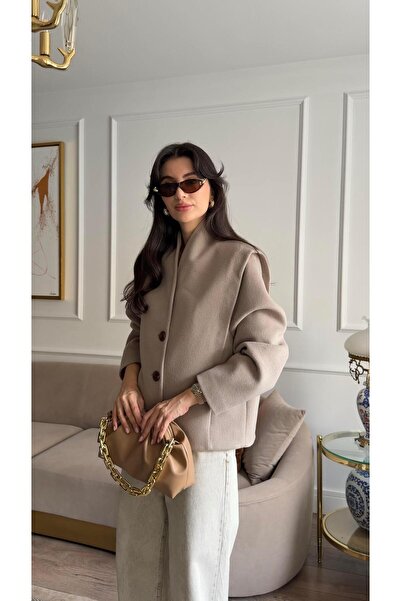 HAZELANNA Kaşe Beige Short Coat