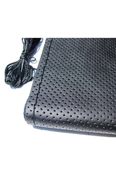 auto Black steering wheel cover with needle and thread imitation leather